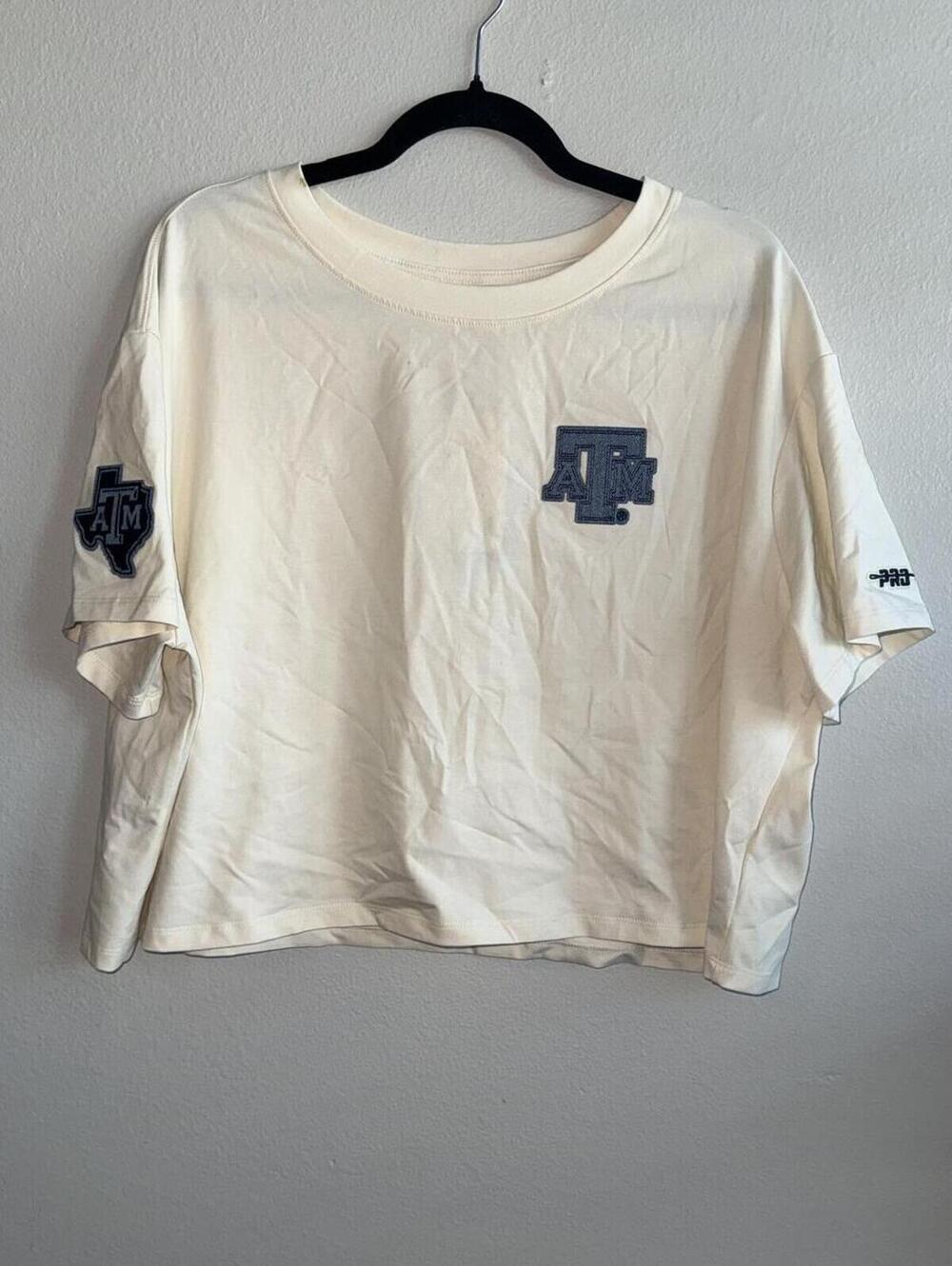 Pro Standard Texas A&M Aggies Cropped T-Shirt Women's XL NWT White Logo Tee